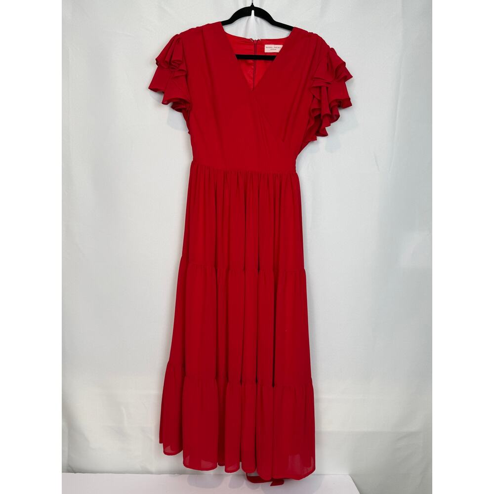 Rachel Parcell Red Ruffle Sleeve Tiered Maxi Dress Size Medium